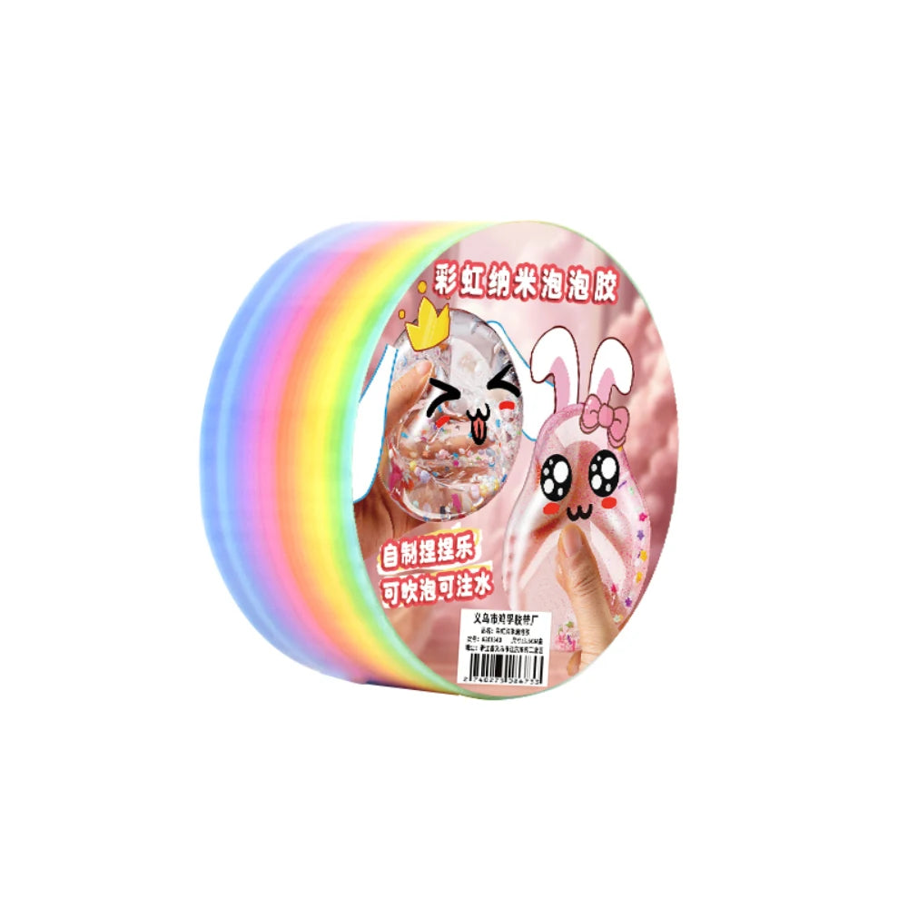 HONGFU Rainbow Nano Double Sided Adhesive Tape Bubble Kit Waterproof High Viscosity DIY Party Crafts for Kids