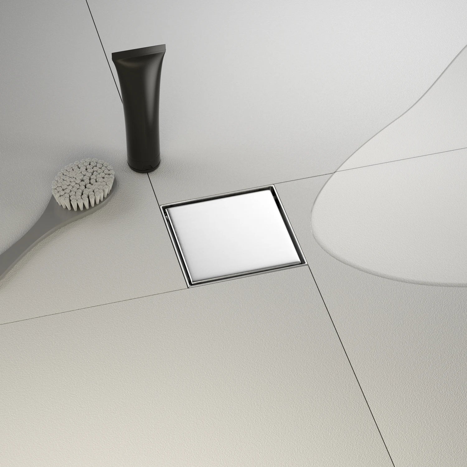 Dropshipping Available Brushed Stainless Steel 4x4 Square Floor Drain with Recessed Tile Insert Panel for Bathroom