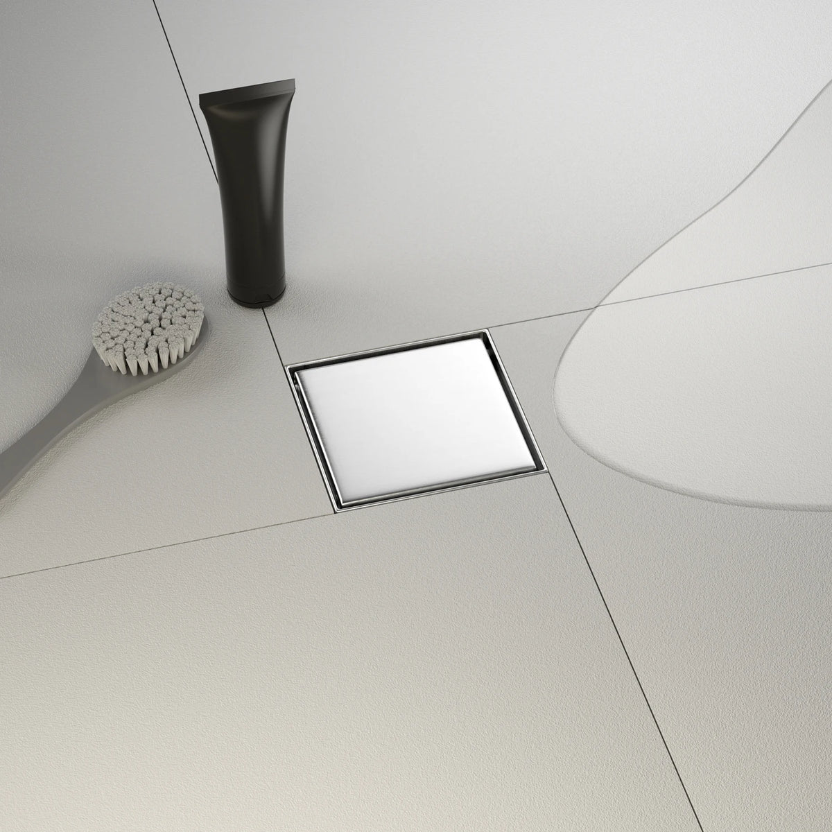 Dropshipping Available Brushed Stainless Steel 4x4 Square Floor Drain with Recessed Tile Insert Panel for Bathroom MegaBDM