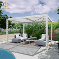 Aluminium Louvered Pergola with Glass and Screen 4x3 Size Motorized LED Screen for Balcony
