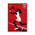 Made In Germany - Home Decor Canvas Picture Retro Tennis Player - Wall Painting Mural In Red And Yellow - Stretcher Frame Art