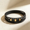 Combination Small Accessories Stitching DIY Stainless Steel Multiple-Layer Mens Leather Bracelet 19/21/23 cm Classic Bangle Gift