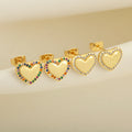 QIKU Wholesale Heart Shape Wedding Zircon Gold Plated Vintage Inspired Stud Earrings for Women