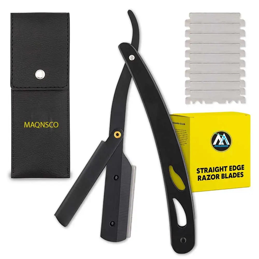 The Straight Razor for Men Barber Straight Edge Razor Kit Premium Single Blade Cutthroat Stainless Steel Blades & Leather Case