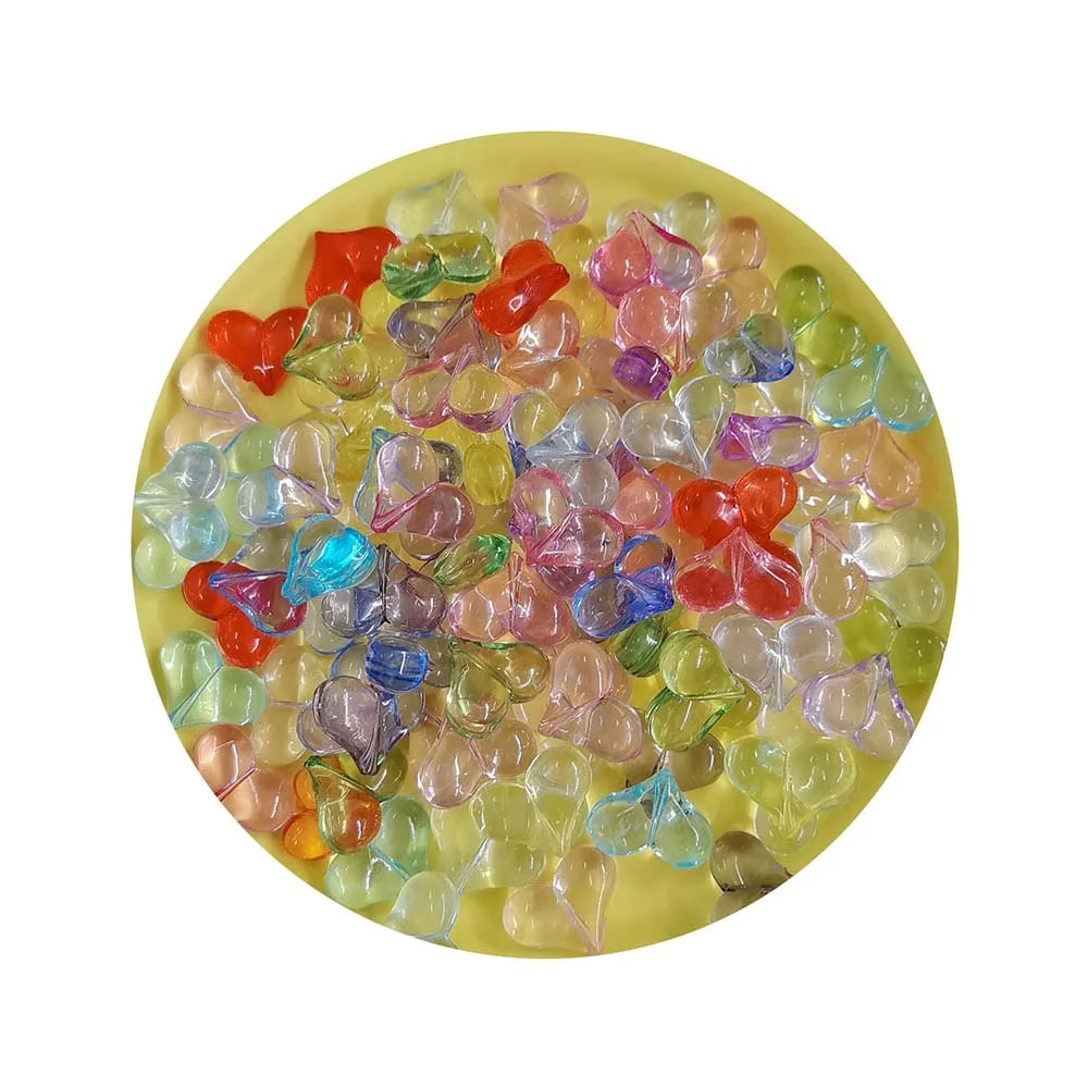 Acrylic Love Heart Beads Transparent Colorful  Crystal Loose Spacer Beads for Necklace Bracelet Pendant Jewelry Making