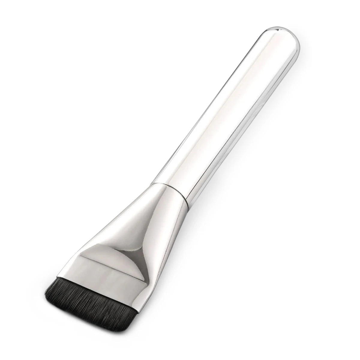 Super Thin Ultra Flat Face Contour Concealer & Foundation Brush Synthetic Hair Plastic Handle Shiny Silver