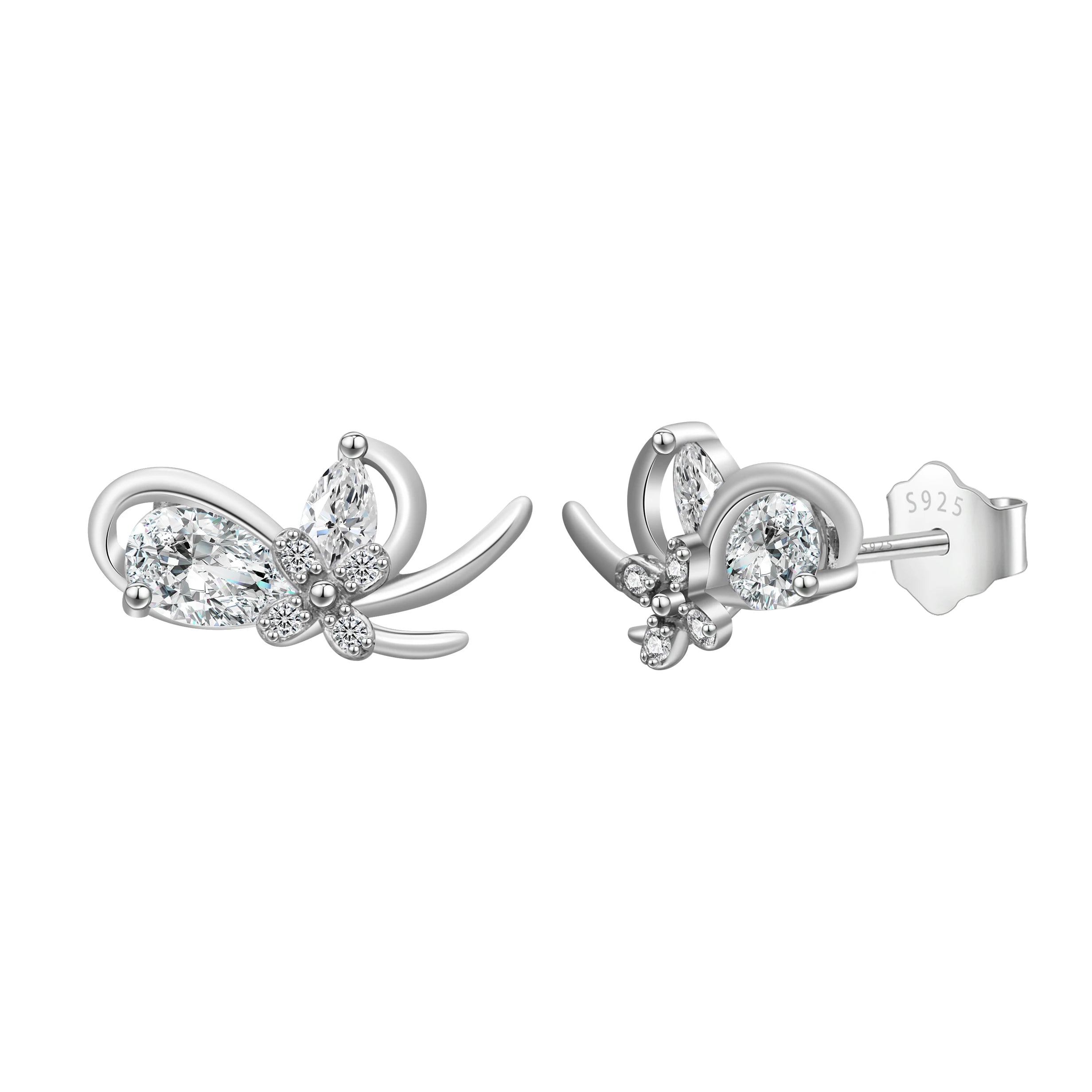 Wholesale 925 Sterling Silver Simple Rhodium Plated Bowknot Exquisite Women's Earrings Jewelry
