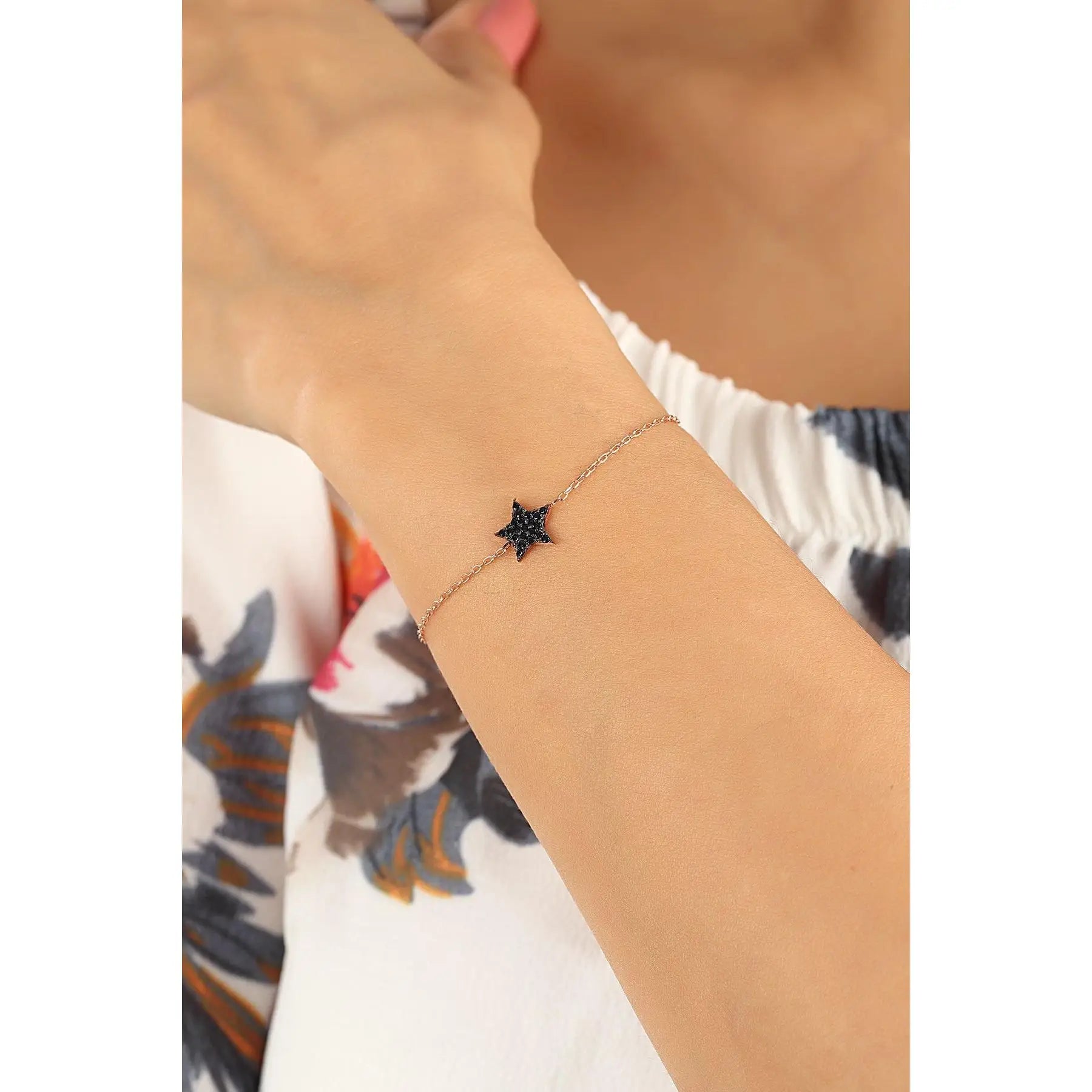 Azuris 925 Sterling Silver Mini Star Bracelet Fine Body Chain Jewelry Turkey Origin