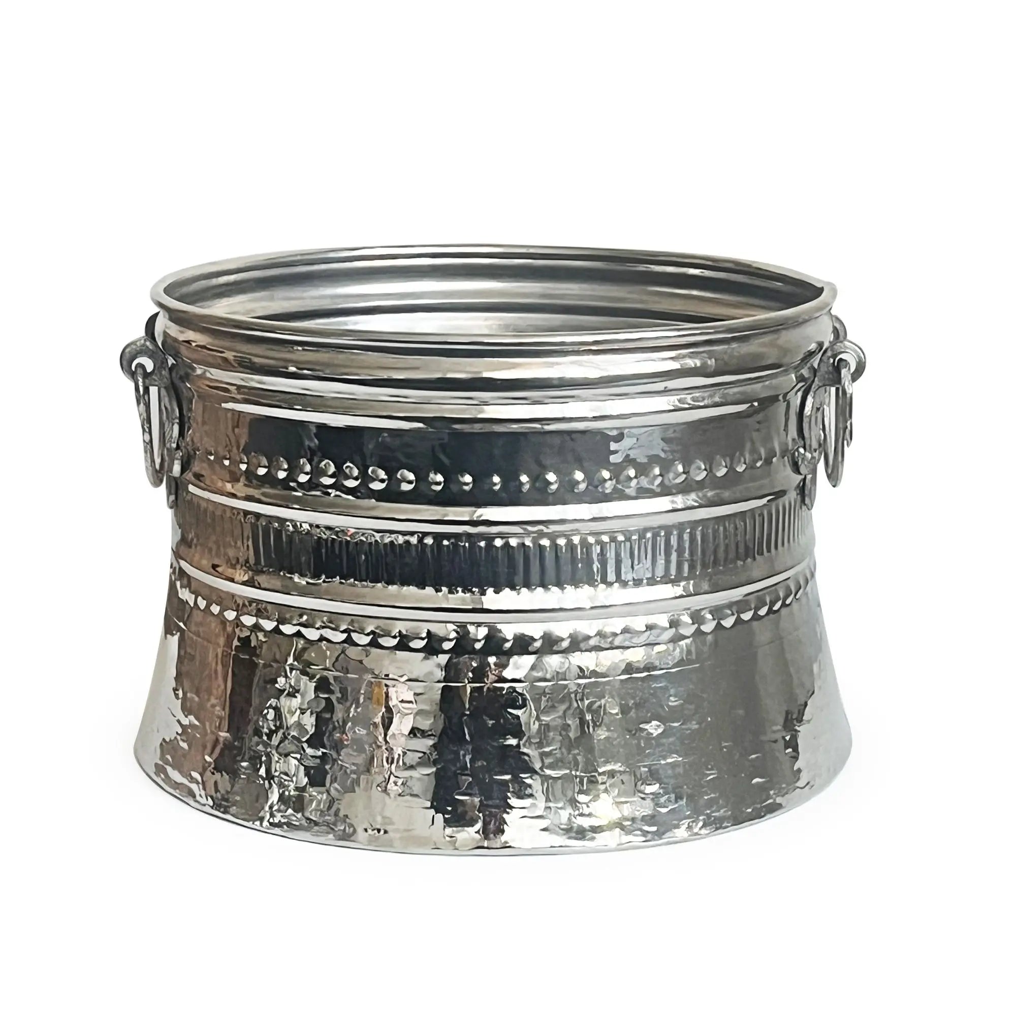 Handmade Hammered Copper Foam Bowl Brass Handles 20-25-30 Cm Eco-Friendly Classic Style Decorative Nickel Color Bowl for