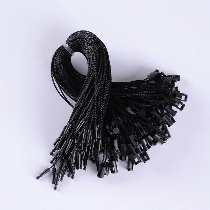 Spot Direct Sales of 20cm Fine  Tag Bullet Tag Rope Hanging Label  Silk Rope  Plastic Hanging Label Rope  Lock