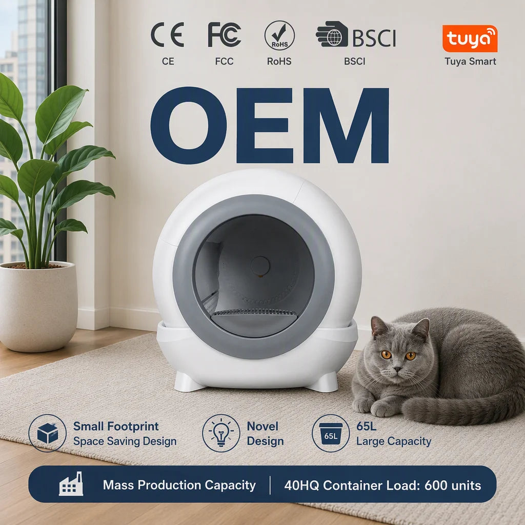Automatic Cat Litter Box Smart Sand Box Lettiera Automatic 65L Large for Multi-cat Odor Isolation WiFi App Control Bulk Price MegaBDM