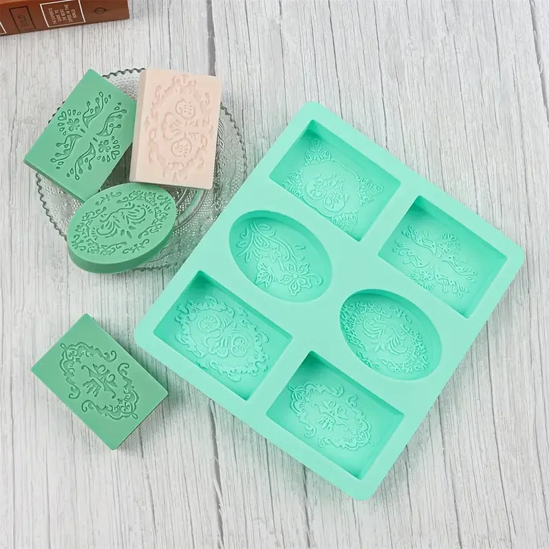 6 holes Square Oval Leaf Cake Bread Mold DIY Baking Handmade Essential Oil Soap Mold