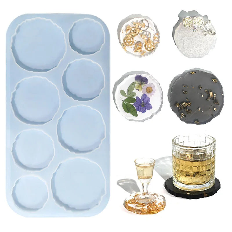 Drop Glue Mold 8 Even Irregular coaster Silicone Mold Mirror Resin coaster Used for DIY Handmade