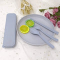 Portable Wheat Straw Flatware With Case Korean Spoon Fork Chopstick in Box Plastic Outdoor Camping Travel Cutlery Set
