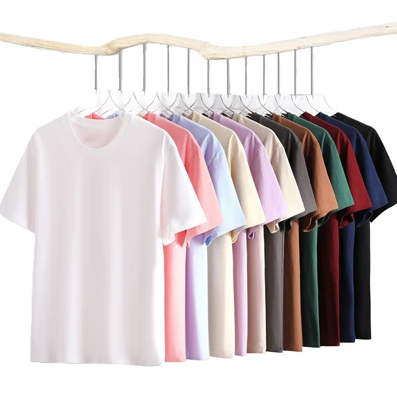 Bangladesh China Factory Price OEM Hong Kong Style Drop Shoulder T-Shirt 200g Pure Cotton Short Sleeved Loose Fit T Shirt