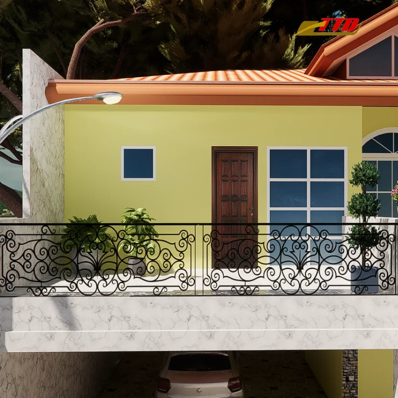 Transform Outdoor Iron Stairs with Durable Balcony Railings for Modern Villa Exterior Stair Design and Enhanced Safety