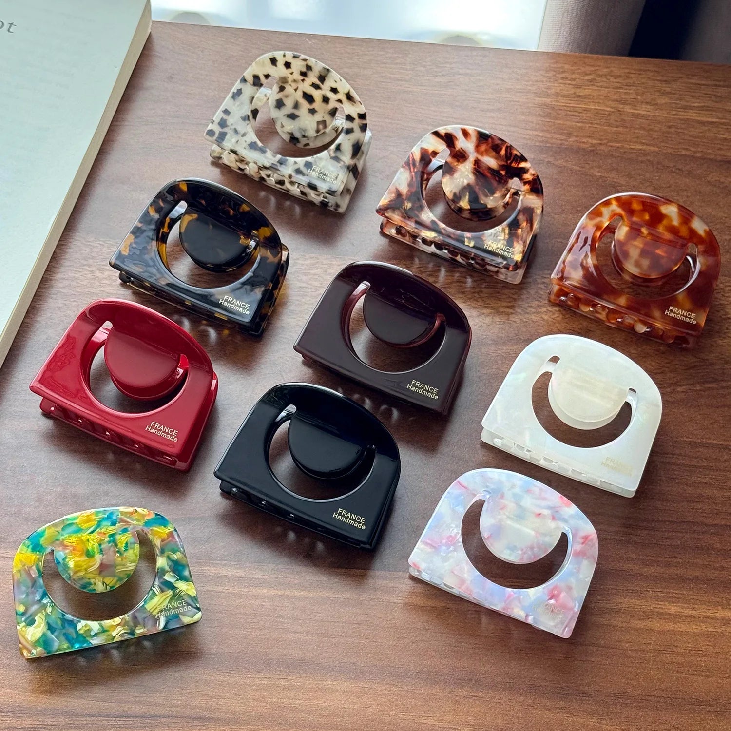 DOWELL Wholesale Hollow Half Circle Acetate Hair Claw Clip Medium Size Elegant Shark Clip for Bun and Back Head Styling