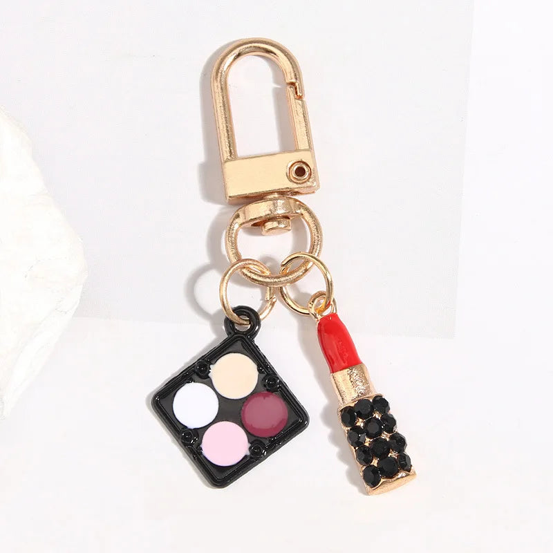 2025 Creative Cake Eye Shadow Dish Mouth Red Sunflower Keychain Headphone Accessories INS Style Pendant Keyring