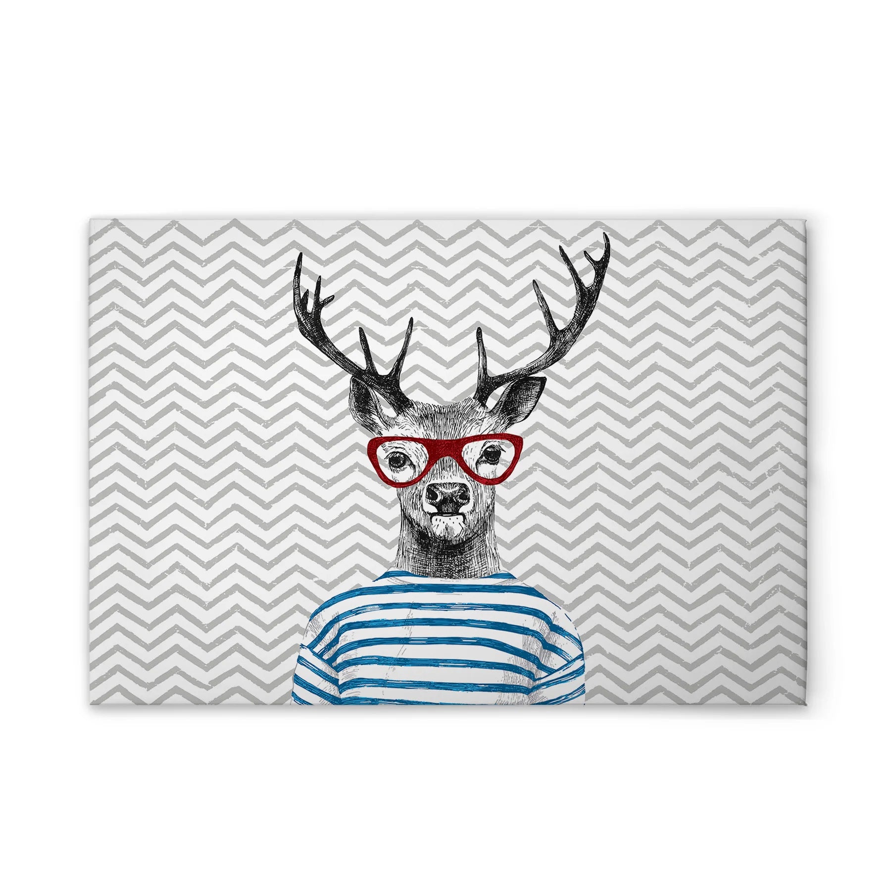 Made In Germany - Home Decor Canvas Picture Retro Deer Colourful - Wall Painting Mural In Black And White - Stretcher Frame Art