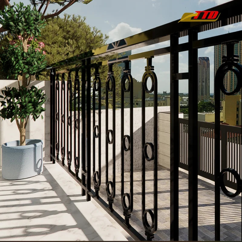 Premium Modern Wrought Iron Railings for Villa Outdoor Balconies Weather-Resistant Custom-Fit Design