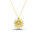 Hot Sale Custom Logo 925 Sterling Silver Daisy Pendant Necklace CZ Zircon Stone Engagement Wedding Gift for Women Gold Plated