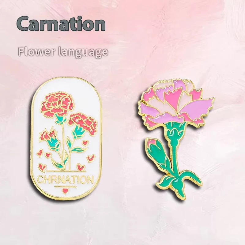 Custom Trendy  Hard Enamel Metal Flower Brooch Hand-Cast Engraved with Creative Pin for Buckle Personalized Badge