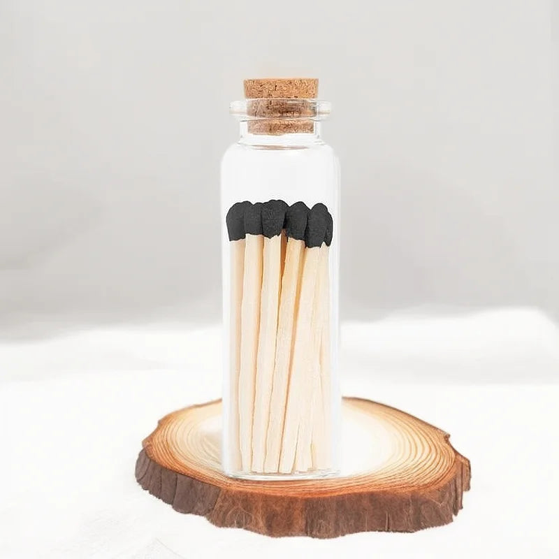 Custom Logo Printed Eco-Friendly Safety Glass Matches in Classic Glass Jar with Striker for Candle Lighting and Gift Use