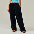 Women's Summer Flat Front Wide Leg Baggy Sweatpants with Side Pipings Track Pant Athleisure Pants
