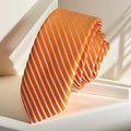 Exve Exclusive Orange and Self-Striped Jacquard Woven Slim Fashion Tie From Turkey