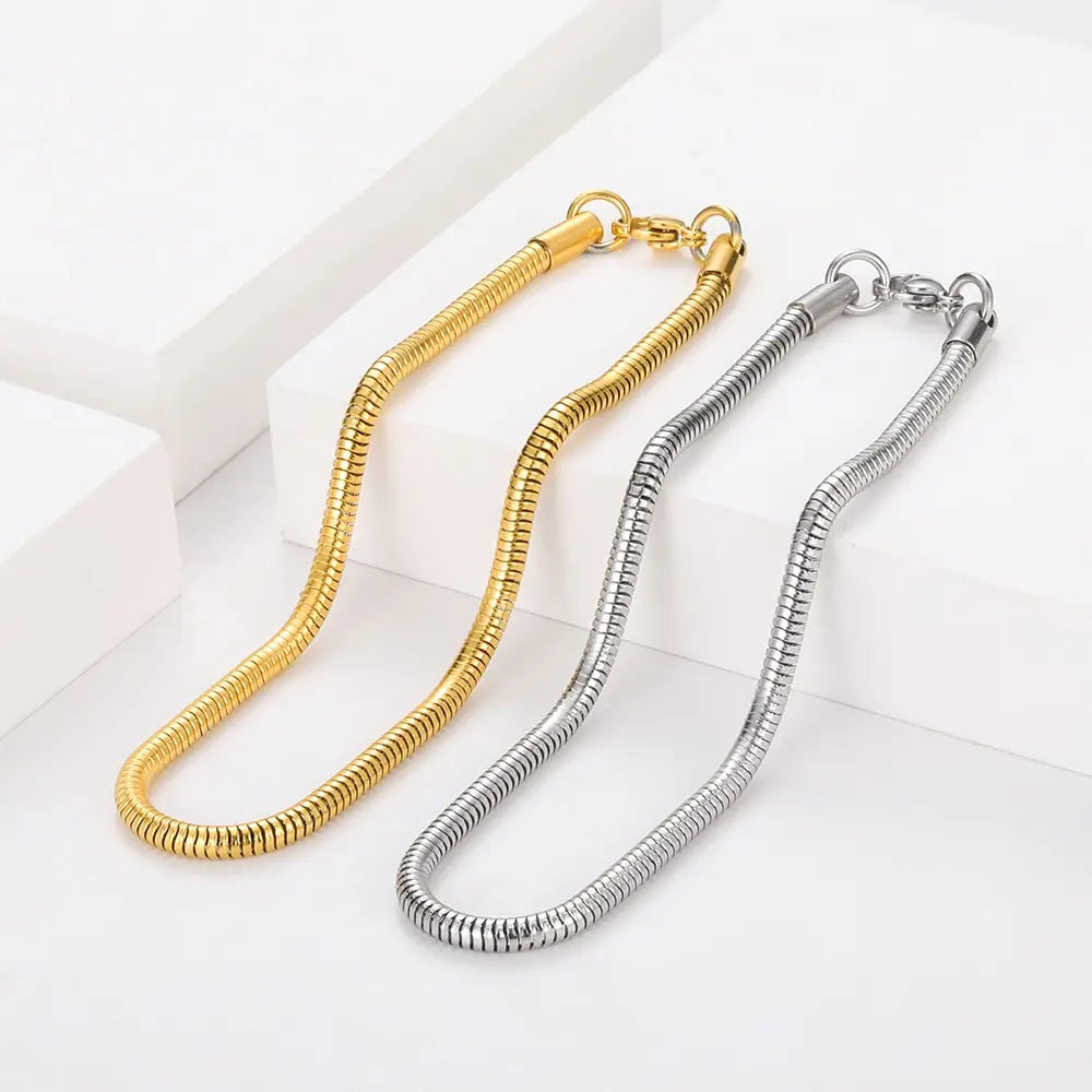 Wholesale Price Fashion Bracelet Gold Plated Stainless Steel Round Snake Chain Bracelet Wrist Jewelry for Women