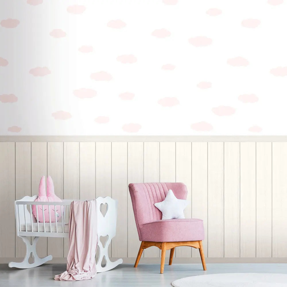 Made in Germany Photo Wallpaper Murals Wall Panels Cream White Pink Non Woven Vinyl Wall Mural Clouds for Hotel - 280 x 159 m