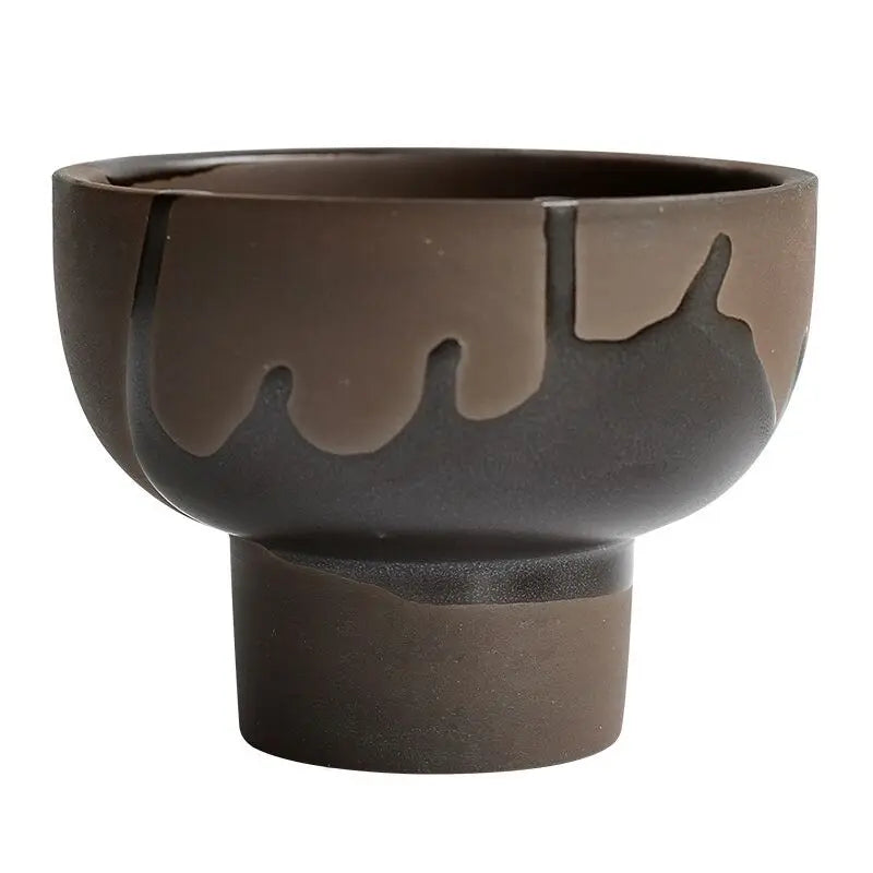 Modern Minimalist Ceramic Pedestal Planter 12cm Decorative Indoor Flower Pot with Drainage and Tray