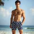 2025 Summer Men's Casual Beach Shorts Waterproof Canvas Mid-Waist Printed Breathable and Maternity/Plus Size Friendly