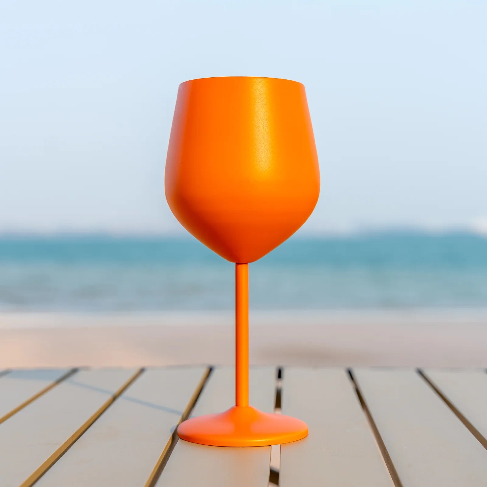 Orange Red Classic 500ml Stainless Steel Wine Glass Not Fragile Not Easy to Break Tall for Party Wedding