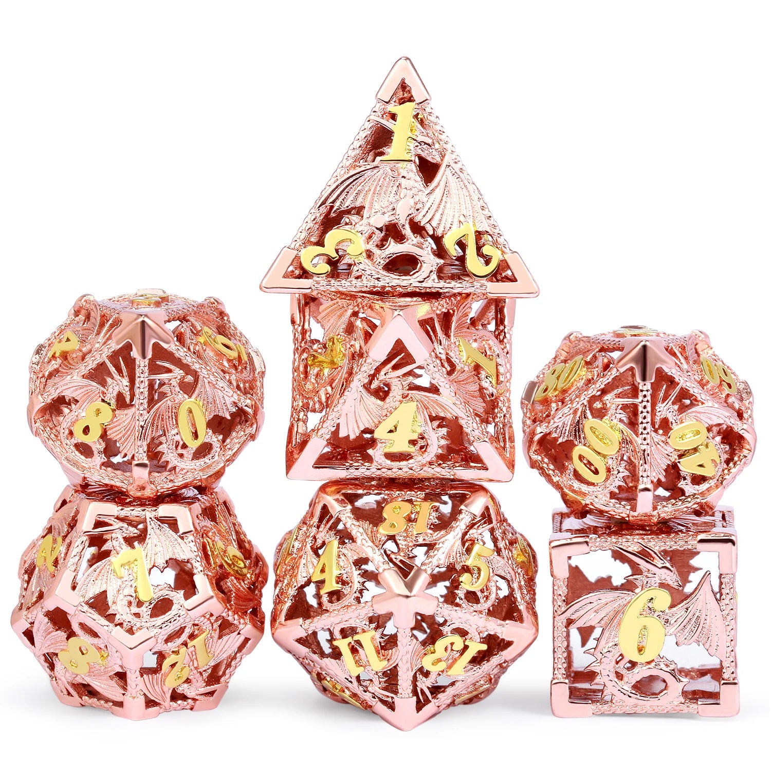 Wholesale Hollow Metal Dice Dragon 7 PCS Polyhedral Die with Metal Gift Tin for DND Dungeons and Dragon Game