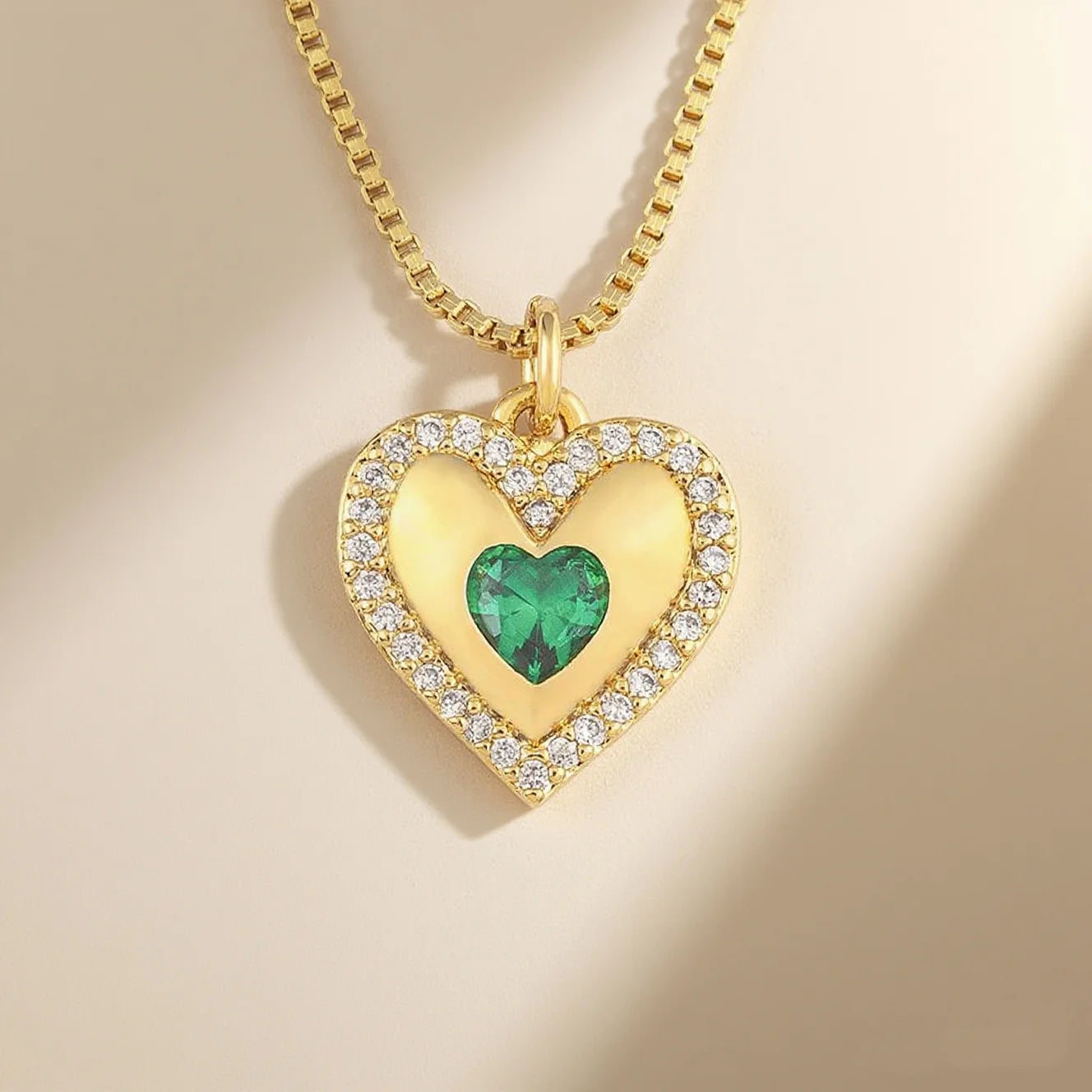 QIKU Exquisite Luxury 5 Colors Rhinestone Heart Shape Pendant Women Necklace Copper Zircon Jewelry Accessories Gift Wholesale