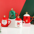 2024 Christmas Gift Ceramic Tea Cup Coffee Juice Santa Claus Ceramic Mug White and Red Milk Coffee Cup