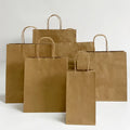 China Factory Custom Brown Kraft Paper Bag Classic Handle Disposable Biodegradable Packaging Bag for Apparel Shoe Gift