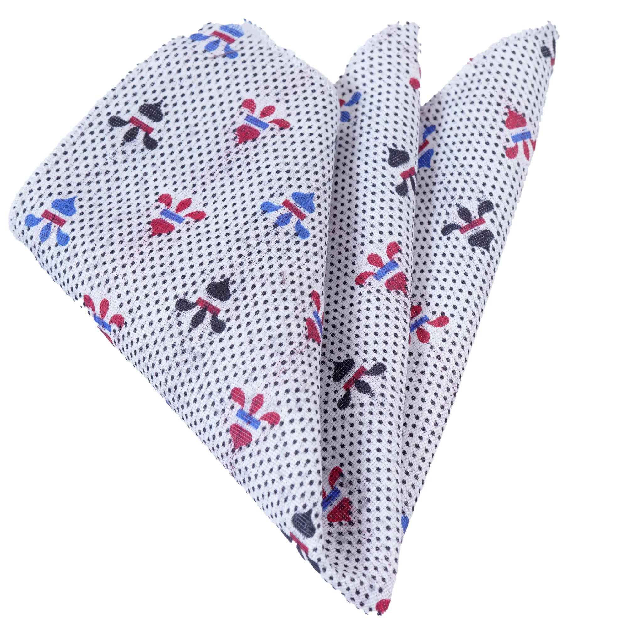 White with Red and Black Printed Neckerchief