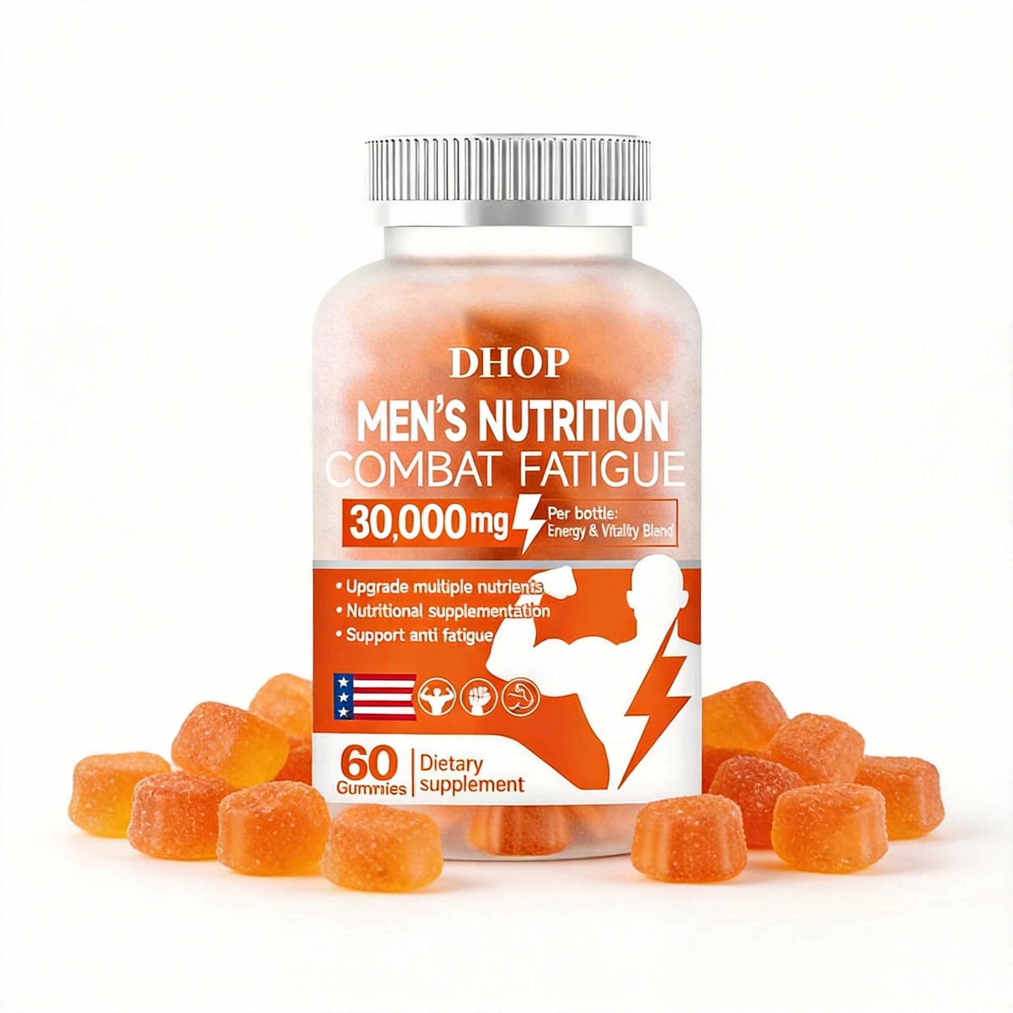 DHOP Men's Multivitamin Gummies for Energy Vitamin D3 2000IU B12 Zinc & Selenium to Support Daily Stamina
