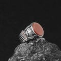 New Arrival Azuris Men's 925 Sterling Silver Ottoman Style Ring Turkey Natural Stone Aqeeq Fashion Model VALKH1027