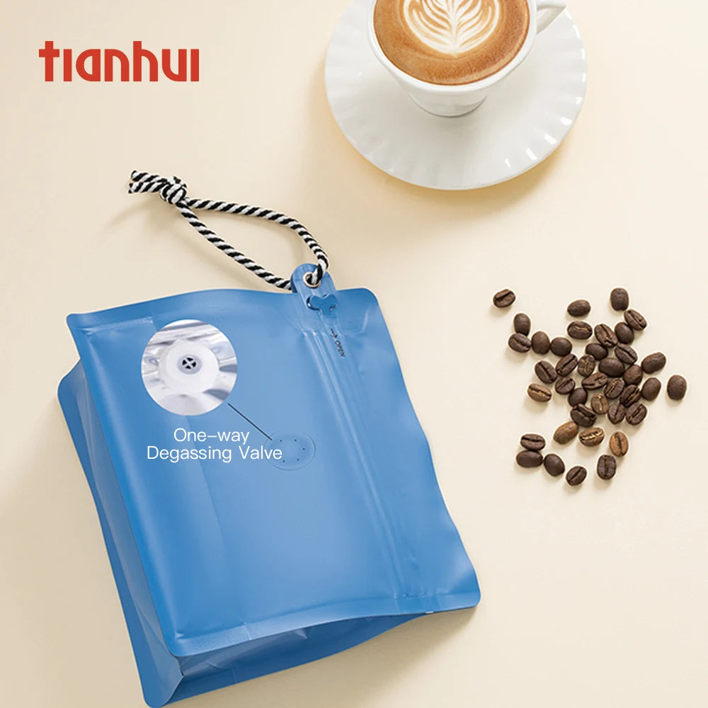 Tianhui Packaging Manufacturer Zipper Bags Coffee Bean Packaging Bags Stand up Pouch With Valve Port
