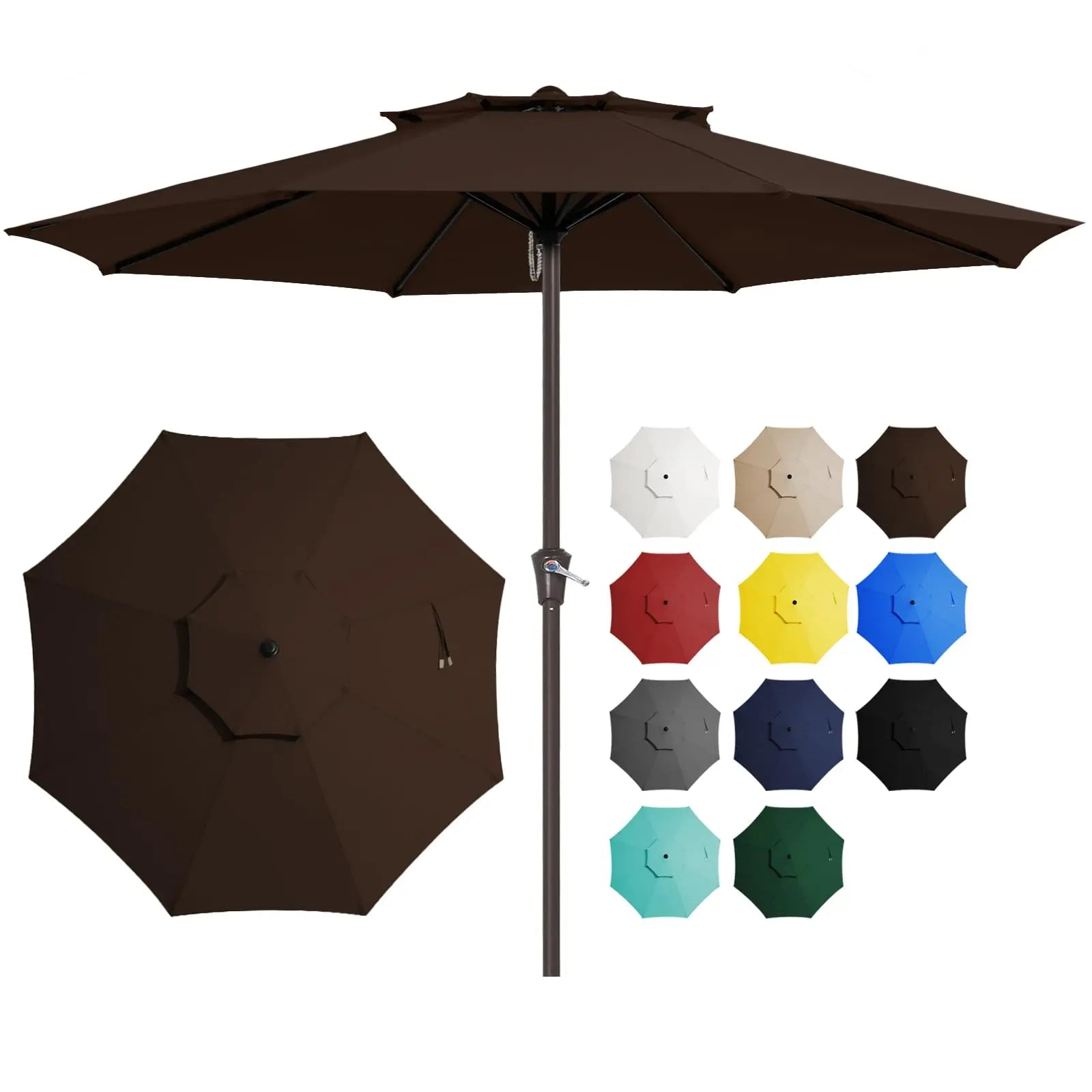 Best Choice Products 9ft Outdoor Steel Polyester Market Patio Umbrella W/Crank Easy Push Button Tilt Table Compatible