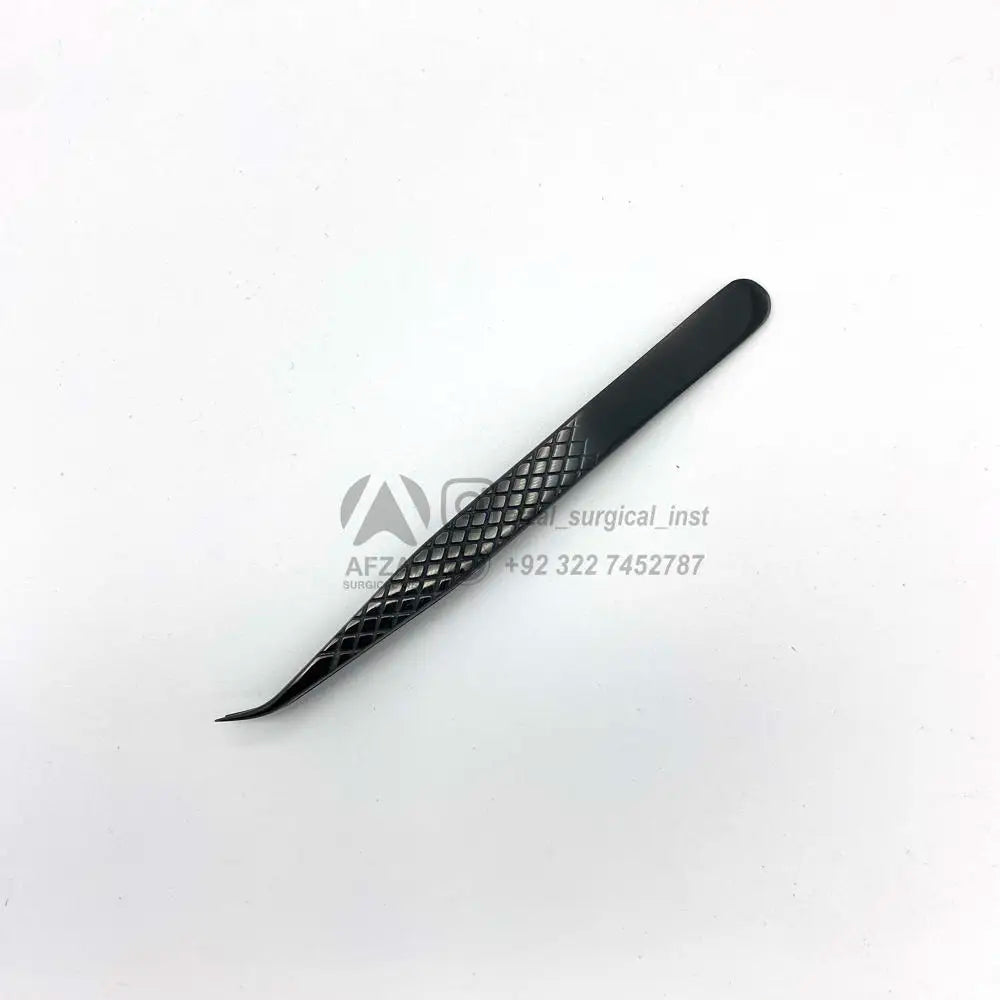 Curved Lash Tweezer Black Custom  Packing Isolation Fiber Tip Diamond Tip Lash Extension Tweezers Light Weight Stainless Steel