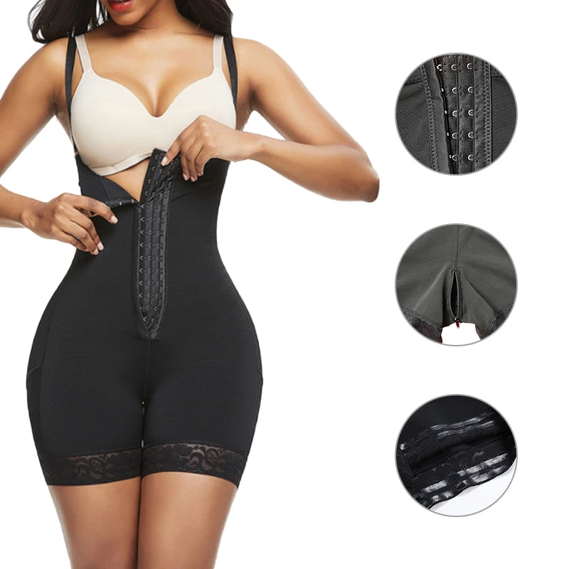 Breathable Bustier Corset Stomach Seamless Shapewear Bodysuit Adjustable Hooks Front Faja Shapewear