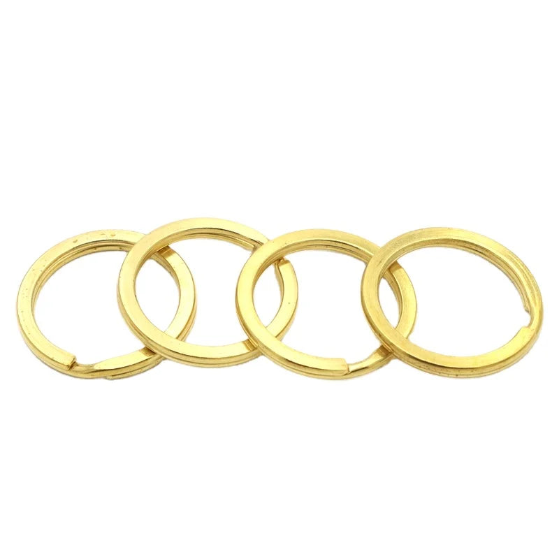 Multiple Sizes Premium Solid Brass Key Ring None Rusty Metal Split O Ring for Bag Key Chain Accessories