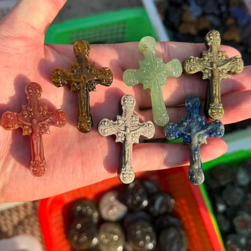 New Arrivals Natural Crystal Spiritual Mix Quartz Cross Polished Trendy Gift for Home Decoration