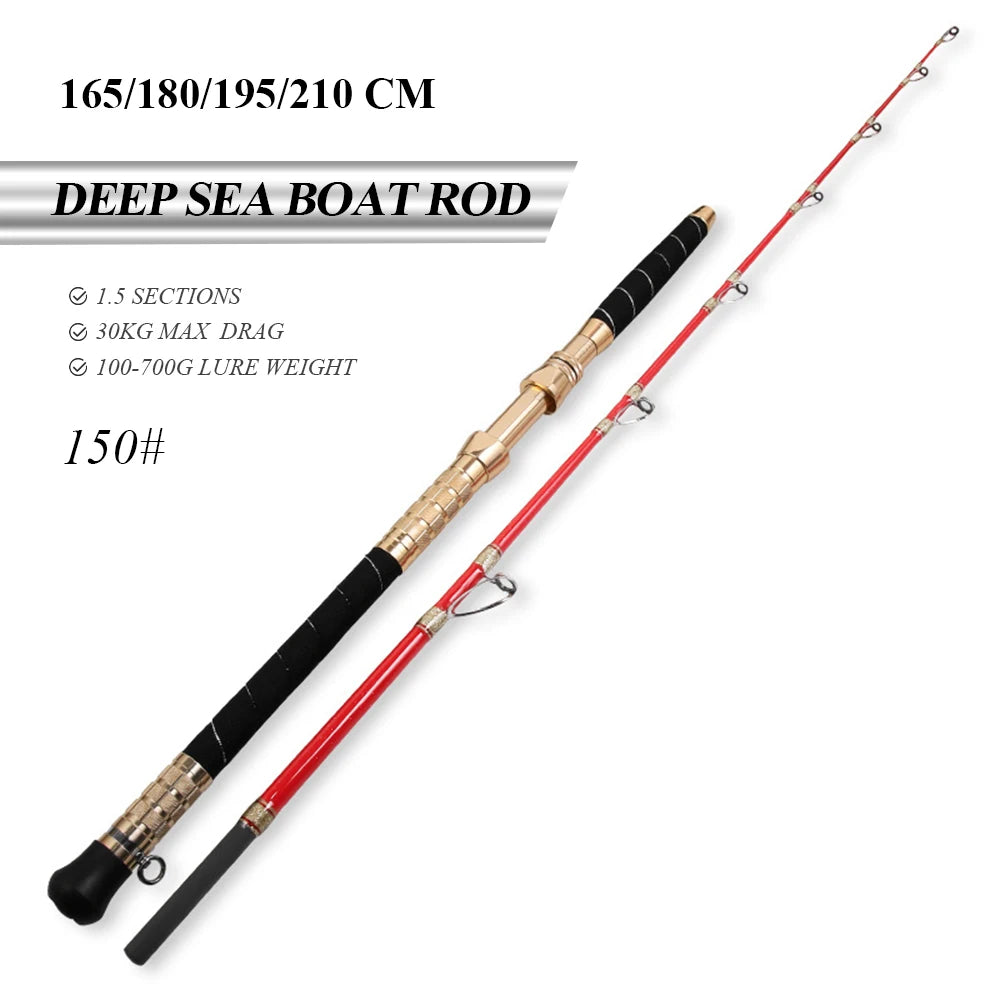 High Quality Fishing Lure Weight Boat Rod Pole 1.8/1.95/2.1M 30KG Max Drag Spinning and Casting Boat Rods for Deep Sea Fishing