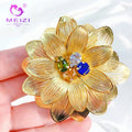 MEIZI JEWELRY Exaggerated Chrysanthemum 18k Gold-Plated Large Earrings Fashionable Sunflower Earrings Sets