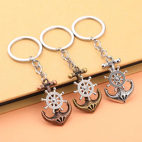 Vintage Metal Anchor Key Chain 3D Lightweight Swivel Rudder Keyring Men Bag Pendant Car Key Holder Pirate Ship Accessories